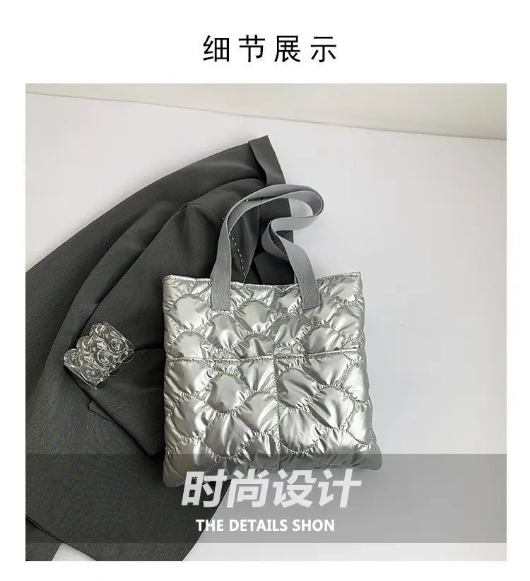 Silver Quilted Women's Tote Bag Large Capacity — feature 4