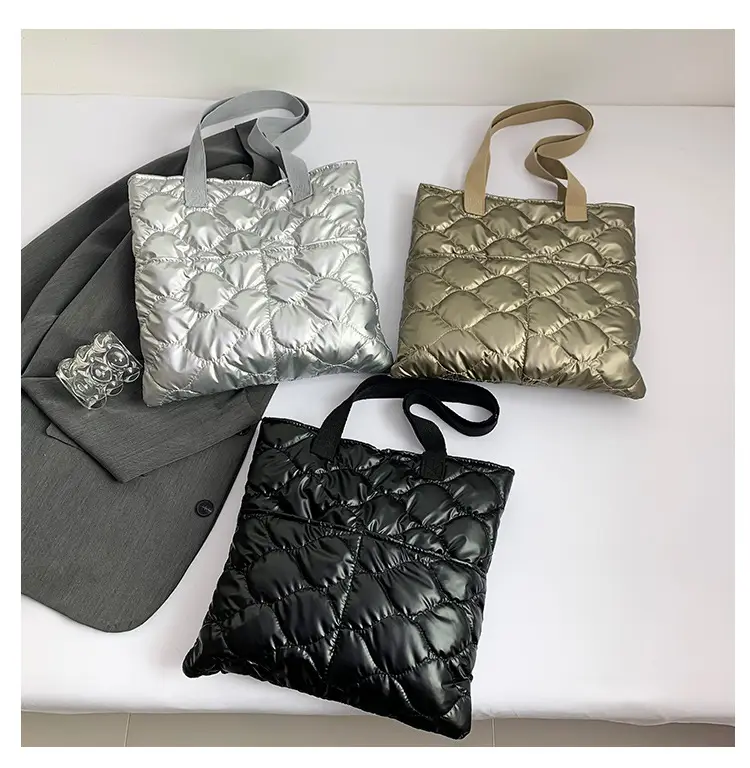 Silver Quilted Women's Tote Bag Large Capacity — feature 9