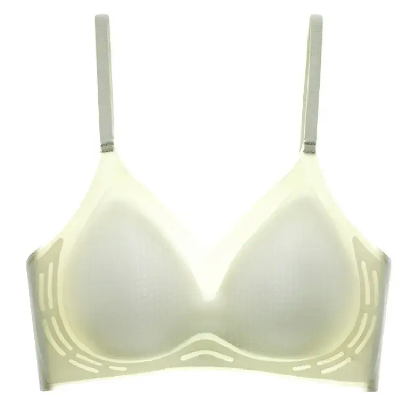 Starlight Ice Liquid Glue Underwear Fixed Cup Summer Thin Seamless Small Chest Push-up Jelly Strip Soft Support Bra - Image 9