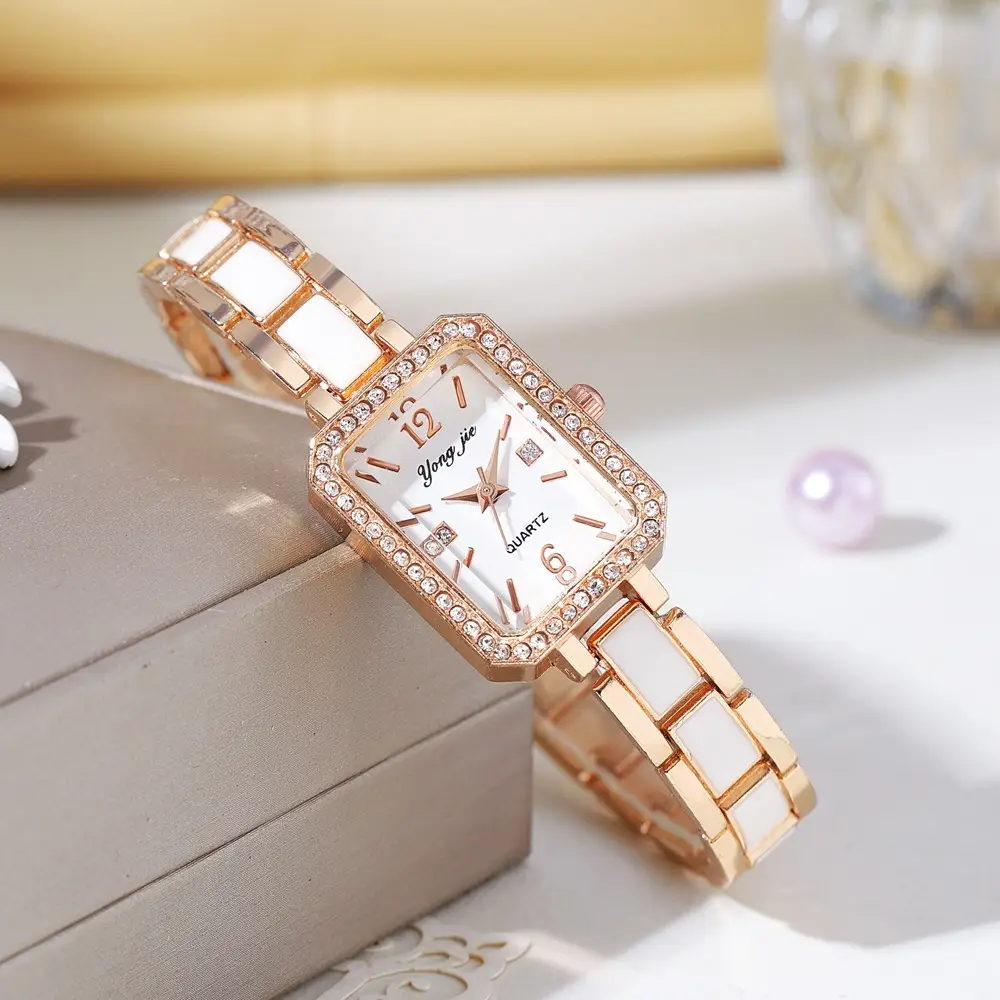 Square Diamond Watch for Women Hot Alloy Bracelet - Image 3