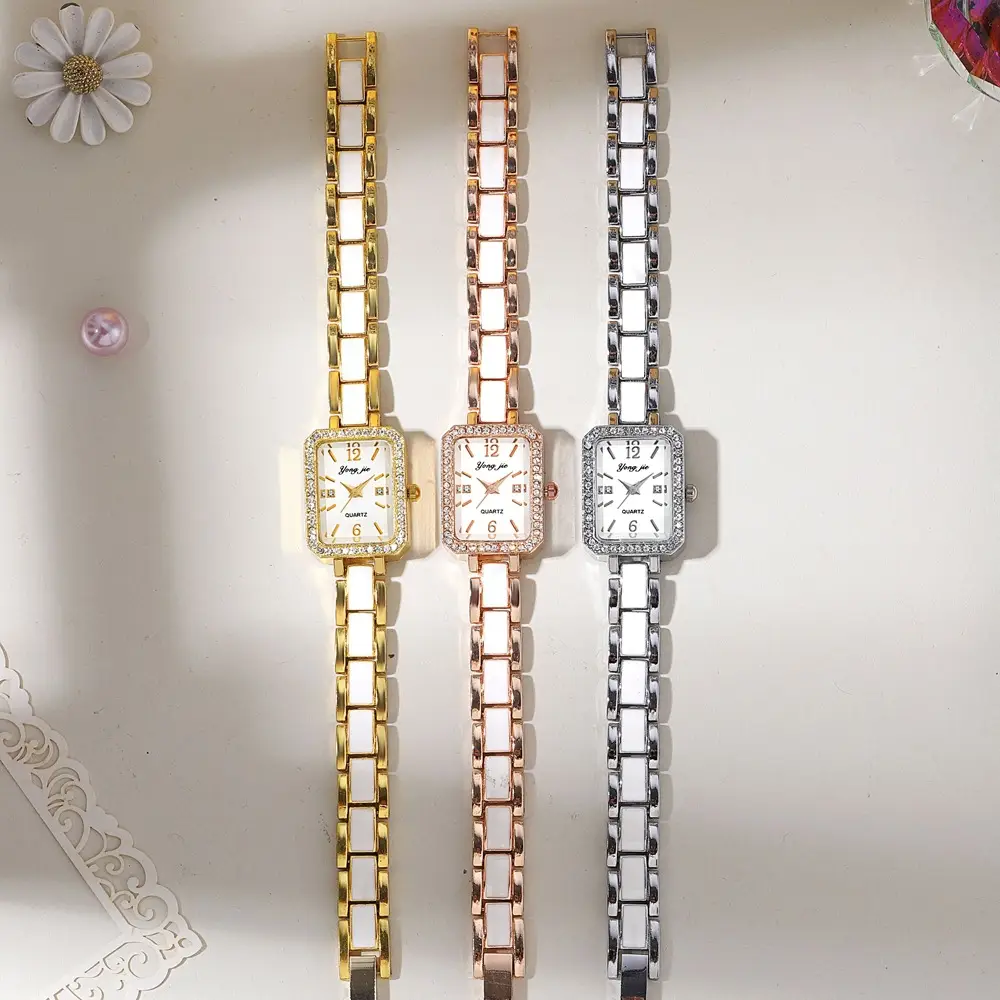 Square Diamond Watch for Women Hot Alloy Bracelet - Image 4