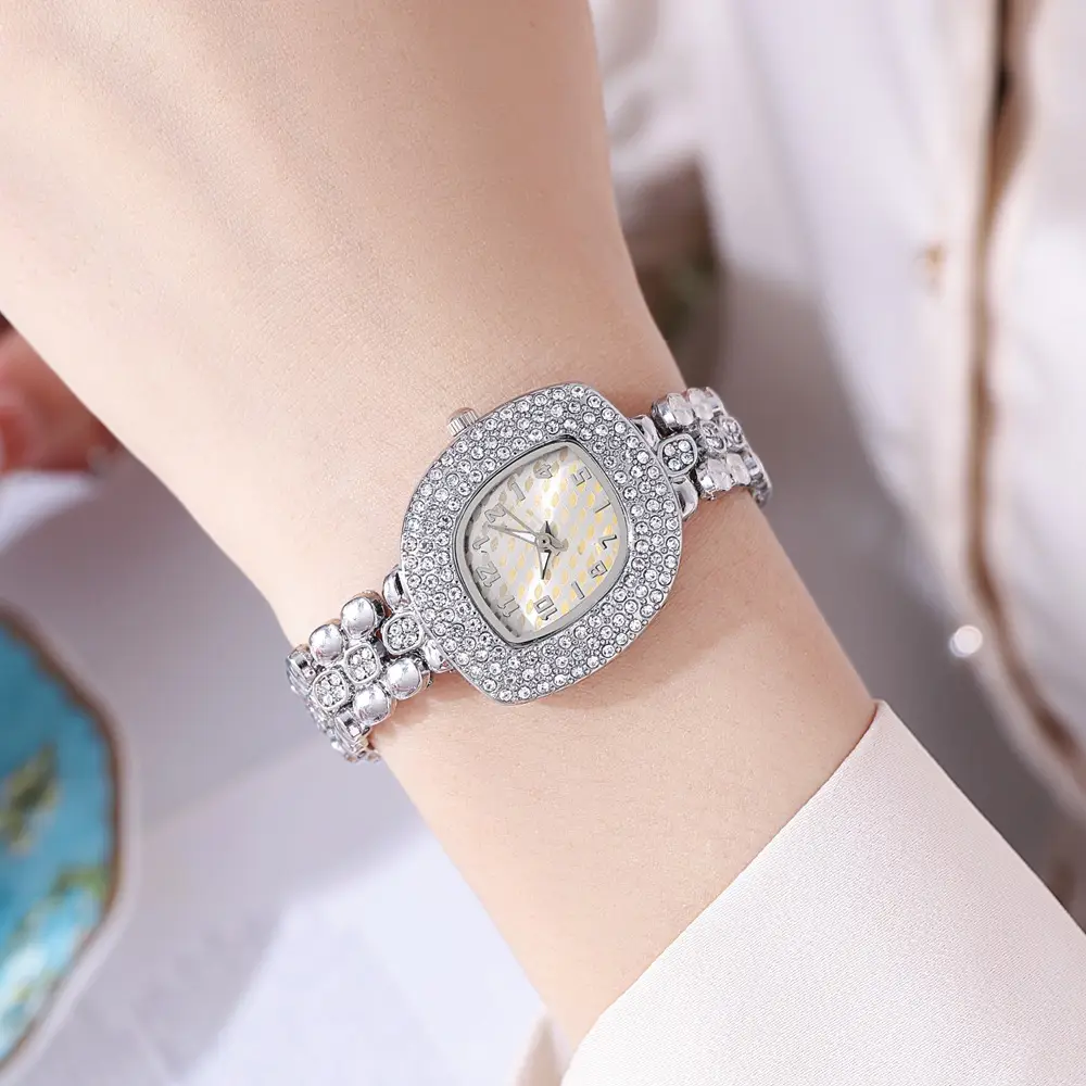 Ladies Diamond Bracelet Watch Silver Sparkle