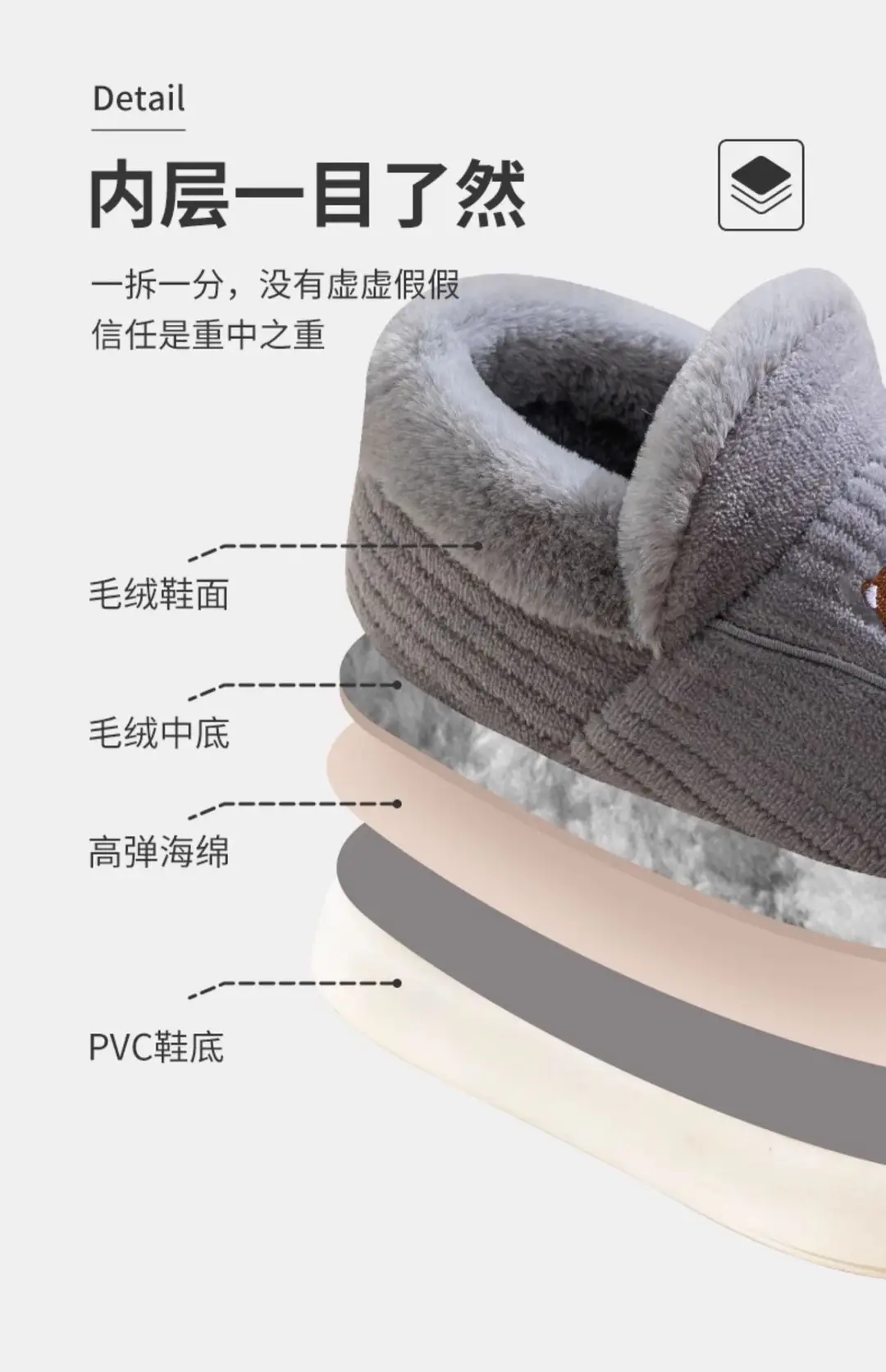 plus size Thickened Winter Cotton Slippers for Men fleece-lined Outer Wearing Home Warm Thick Sole Non-slip Cotton Shoes with Free Shipping for Women — feature 6