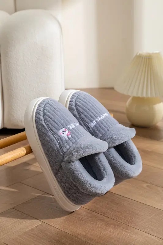 plus size Thickened Winter Cotton Slippers for Men fleece-lined Outer Wearing Home Warm Thick Sole Non-slip Cotton Shoes with Free Shipping for Women - Image 6