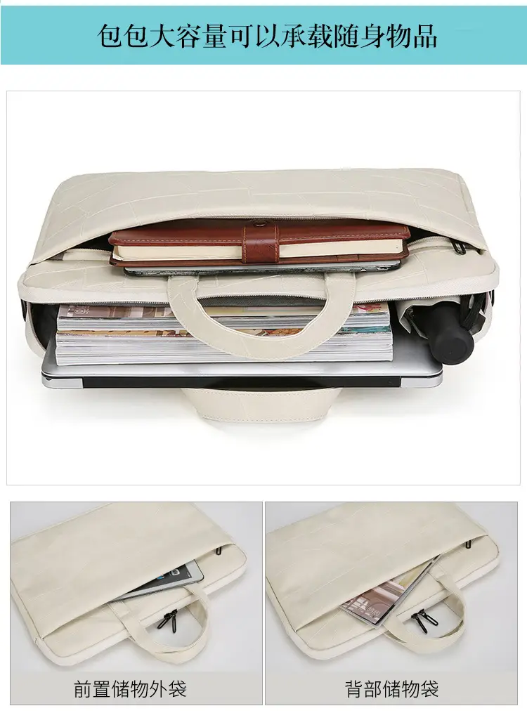Black Cuff Leather Laptop Shoulder Bag Business Commuter — feature 10