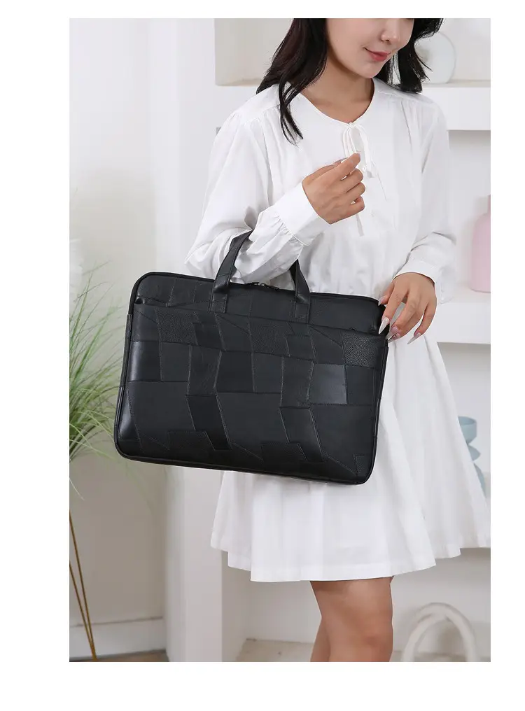 Black Cuff Leather Laptop Shoulder Bag Business Commuter — feature 16