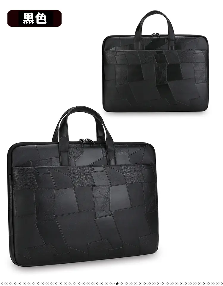 Black Cuff Leather Laptop Shoulder Bag Business Commuter — feature 23