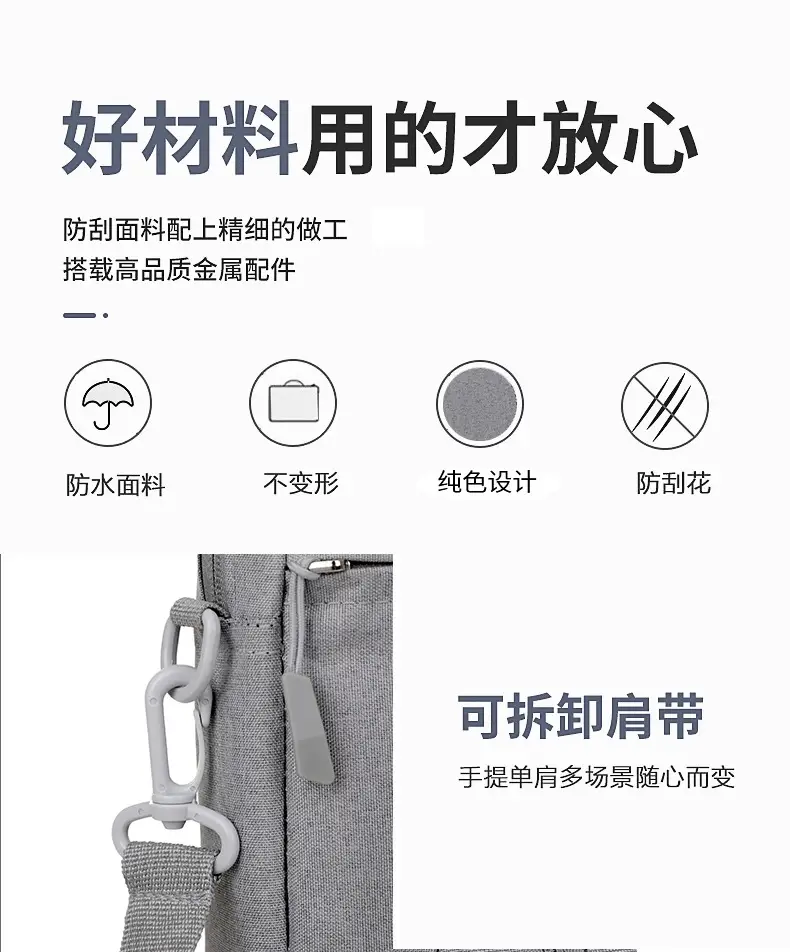 Lightweight Laptop Bag Grey Shoulder Crossbody — feature 15