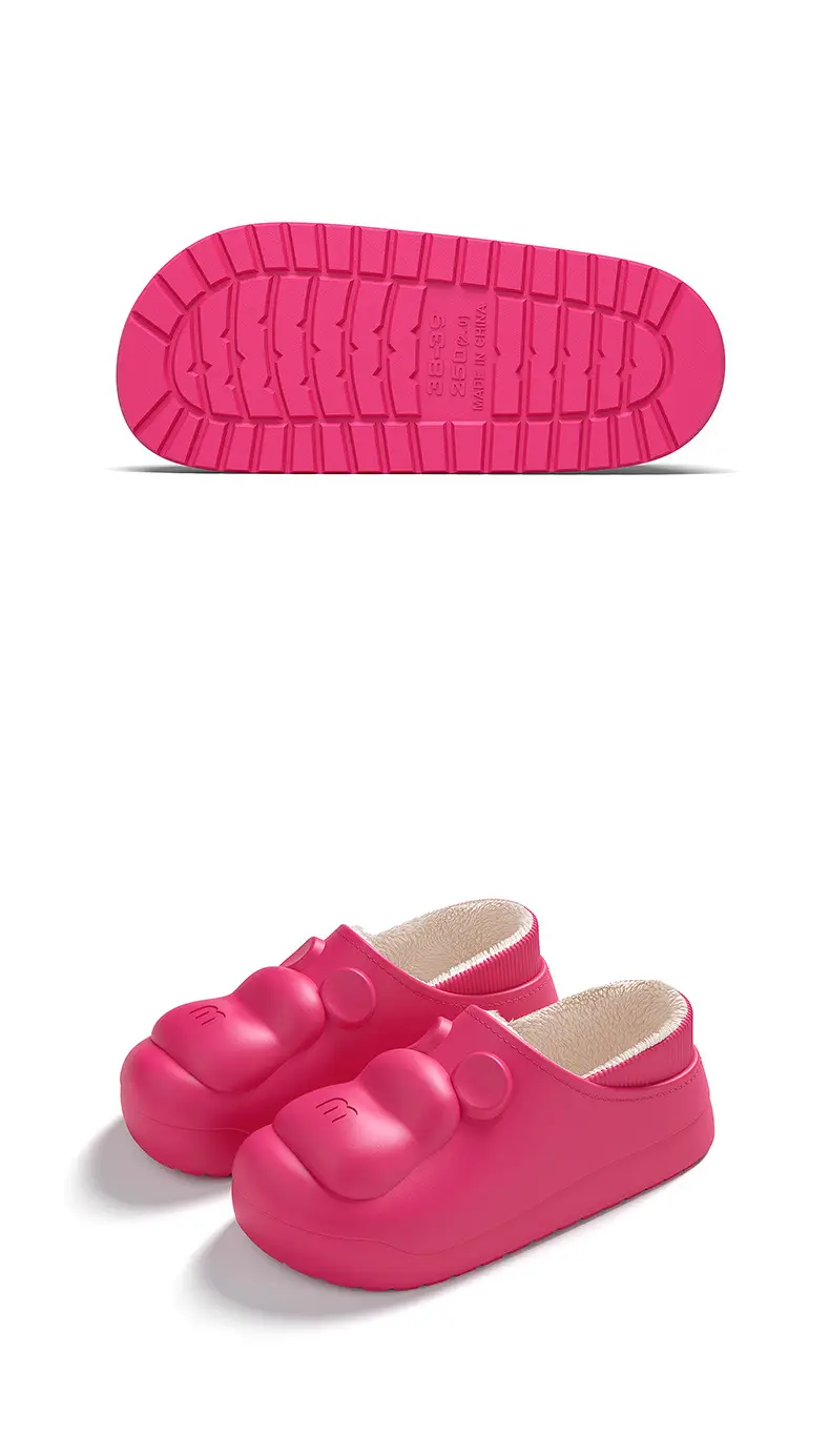 Pink Bear Design Women's Winter Sneakers with Thick Non-Slip Sole — feature 10