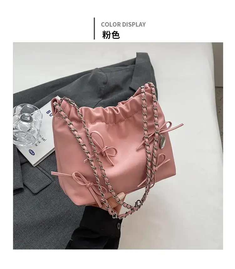 Women's Bow Chain Shoulder Bag Cream 2024 — feature 19