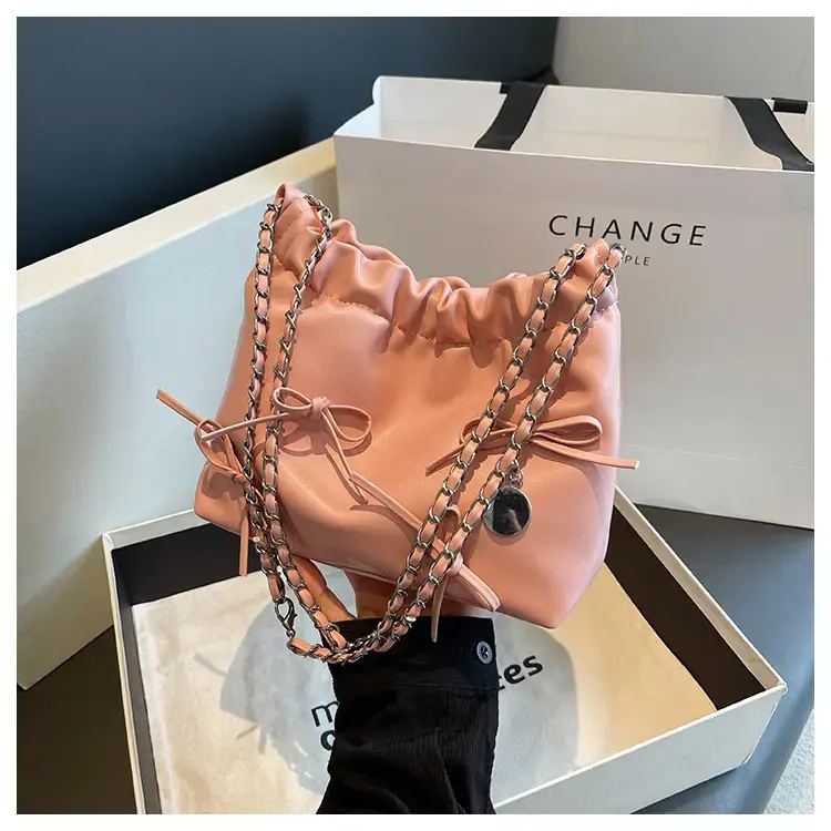 Women's Bow Chain Shoulder Bag Cream 2024 — feature 25