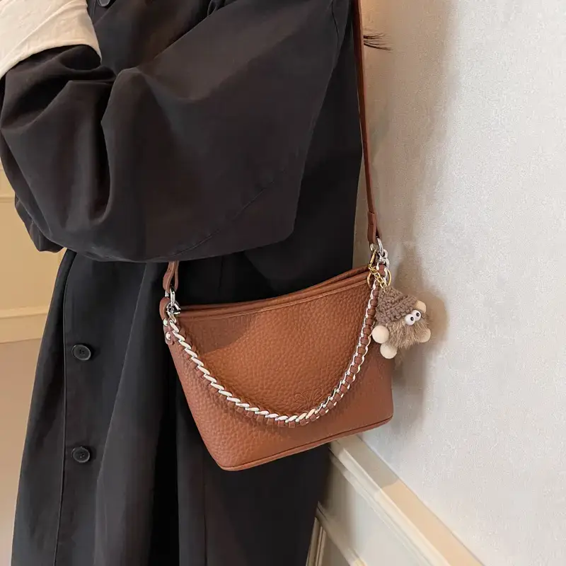 White Korean-style Shoulder Crossbody Tote Bag - Image 9