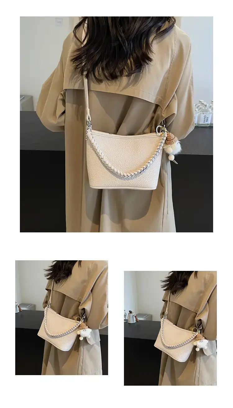 White Korean-style Shoulder Crossbody Tote Bag — feature 11