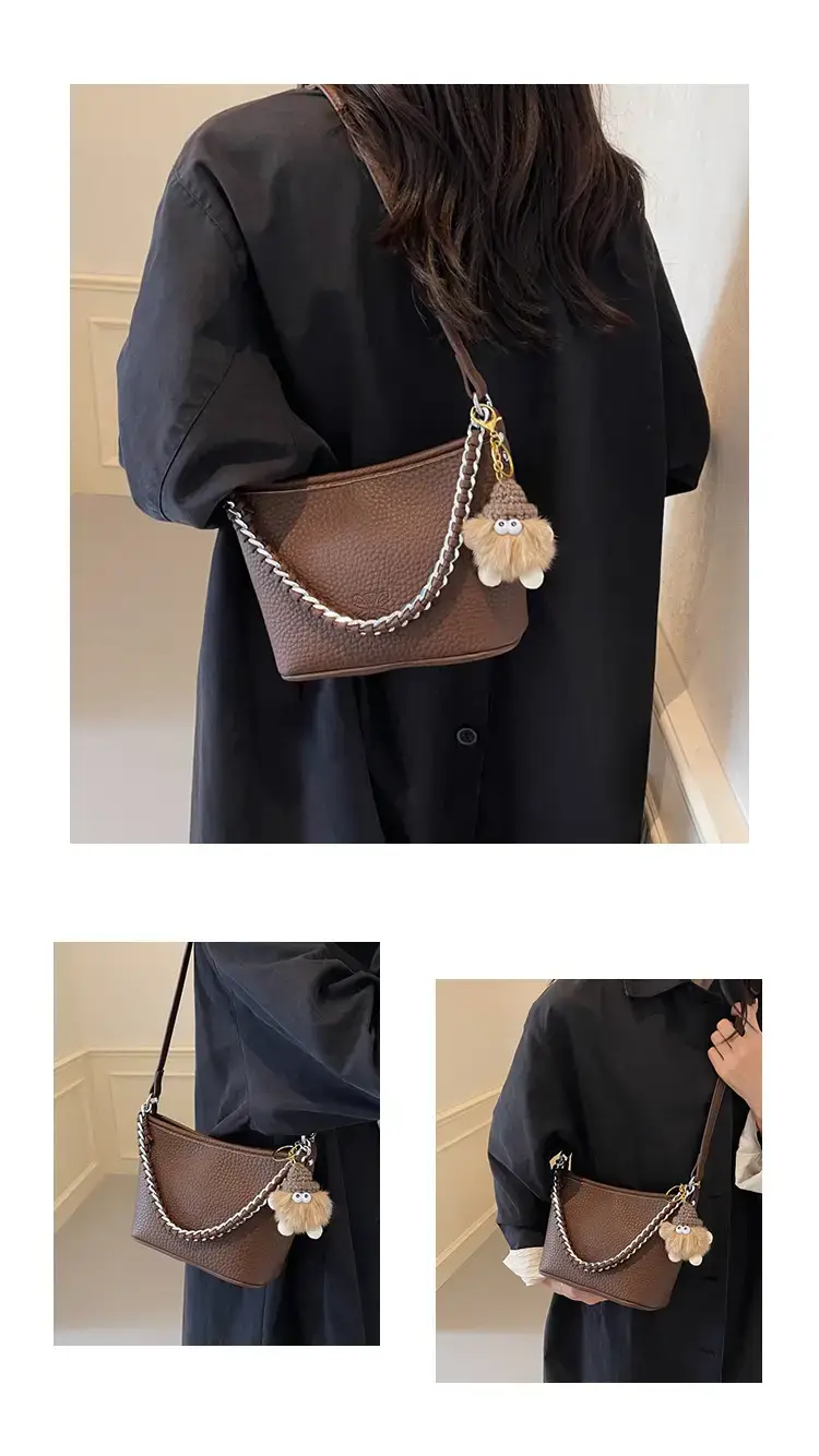 White Korean-style Shoulder Crossbody Tote Bag — feature 14
