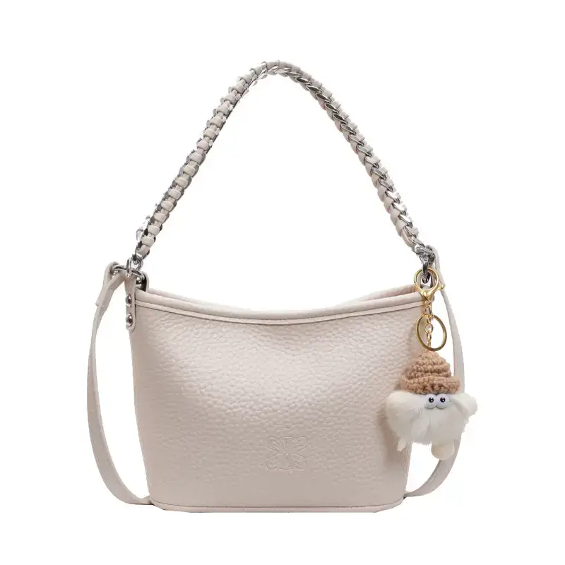 White Korean-style Shoulder Crossbody Tote Bag - Image 4