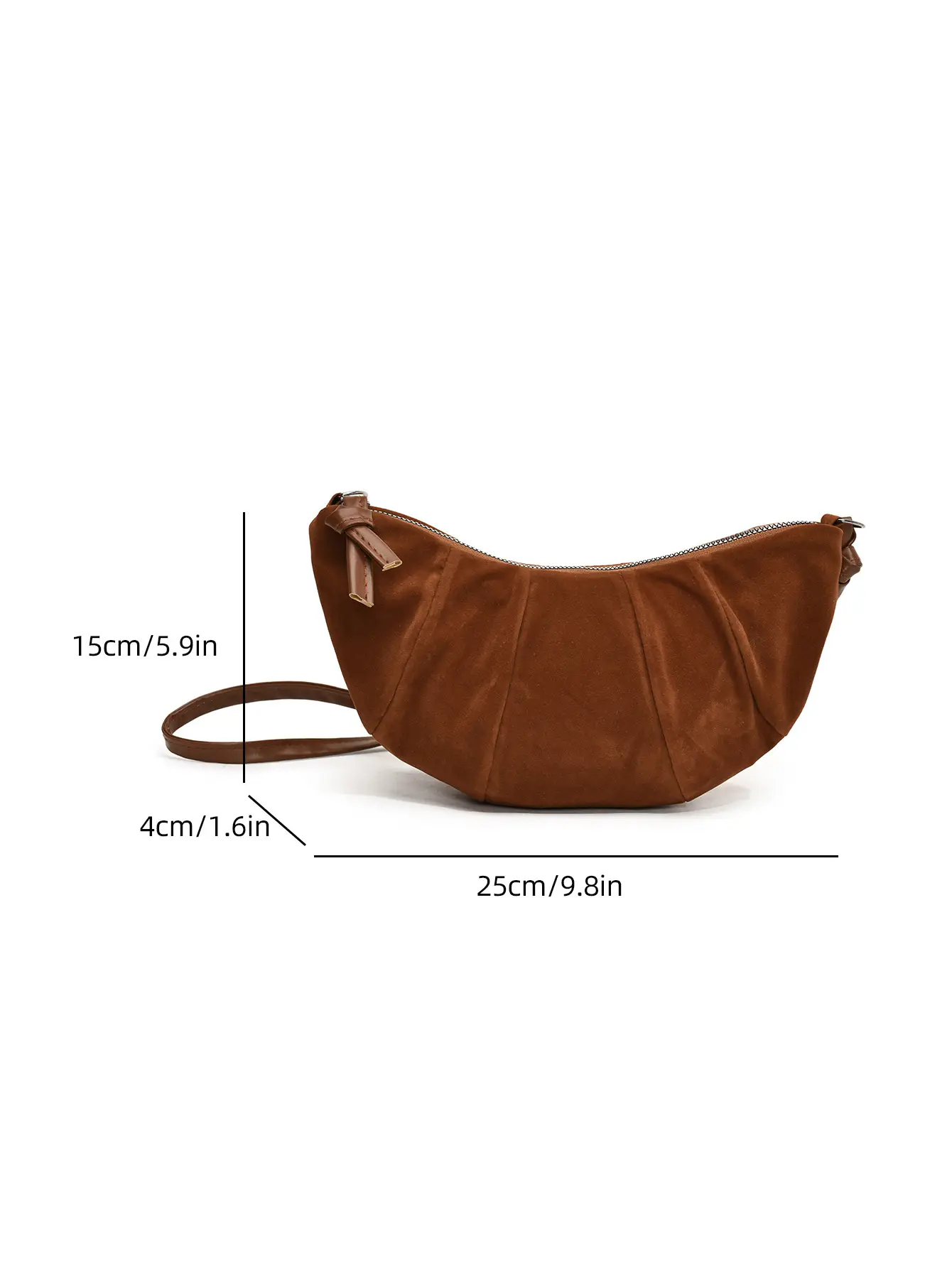 Women Retro Underarm Bag Brown Croc Stitched Shoulder Messenger - Image 9