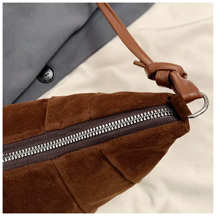 Women Retro Underarm Bag Brown Croc Stitched Shoulder Messenger — feature 25