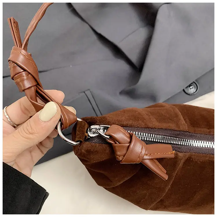 Women Retro Underarm Bag Brown Croc Stitched Shoulder Messenger — feature 26