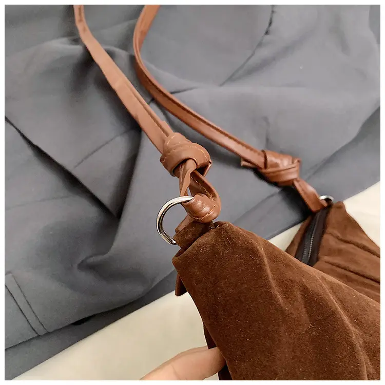 Women Retro Underarm Bag Brown Croc Stitched Shoulder Messenger — feature 27