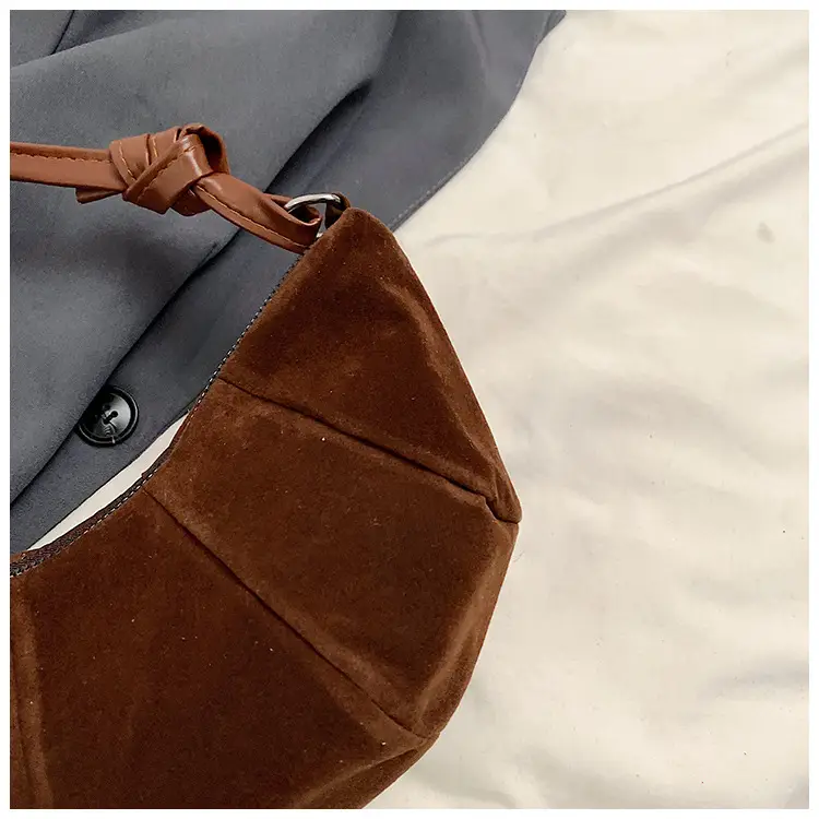 Women Retro Underarm Bag Brown Croc Stitched Shoulder Messenger — feature 29