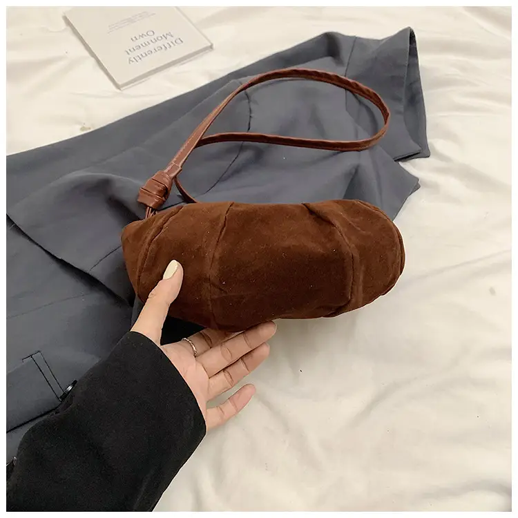 Women Retro Underarm Bag Brown Croc Stitched Shoulder Messenger — feature 30