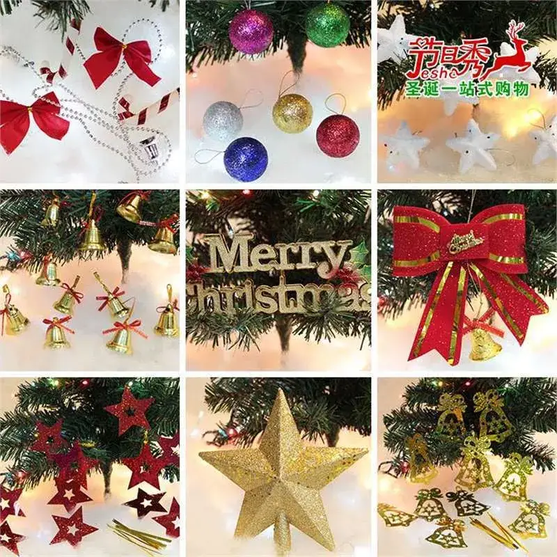 Christmas Snowflake Pine Cone Bow Ornaments 3m Gold Trim - Image 77