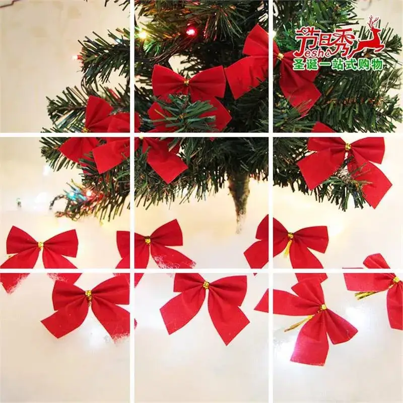 Christmas Snowflake Pine Cone Bow Ornaments 3m Gold Trim - Image 80