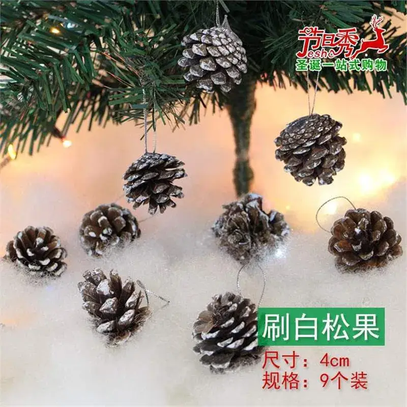 Christmas Snowflake Pine Cone Bow Ornaments 3m Gold Trim - Image 27