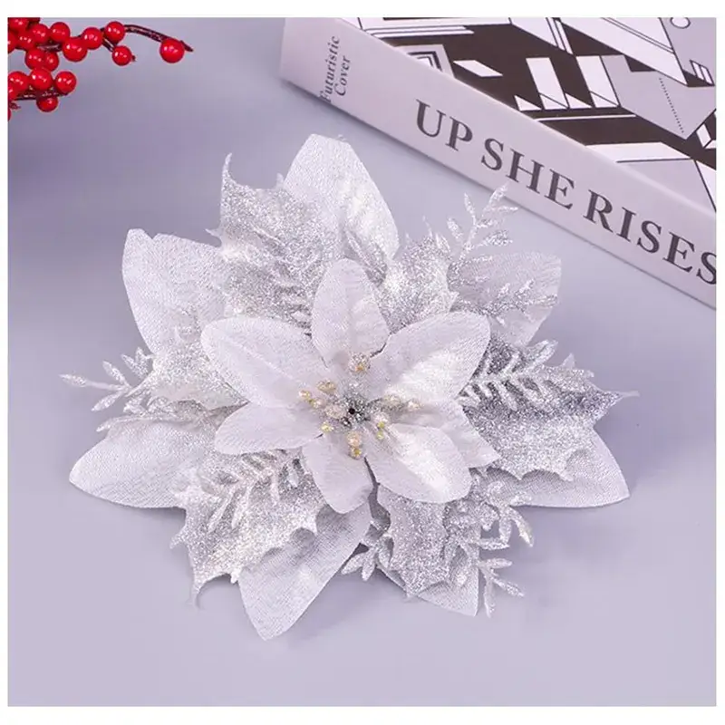 Christmas Snowflake Pine Cone Bow Ornaments 3m Gold Trim - Image 56