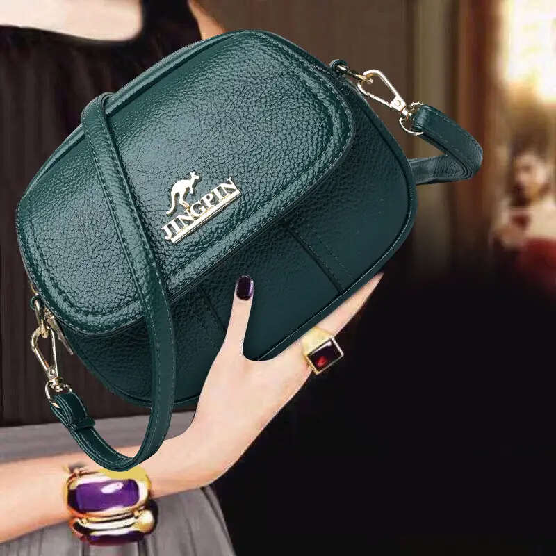Women's Small Crossbody Bag Purple Leather Three Layer - Image 7