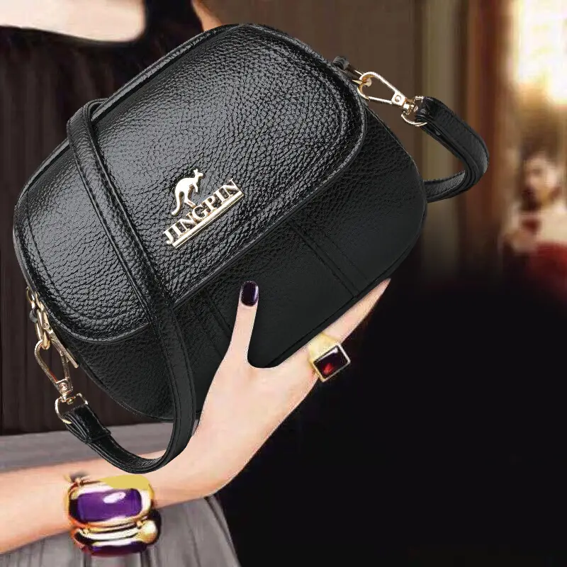 Women's Small Crossbody Bag Purple Leather Three Layer - Image 8