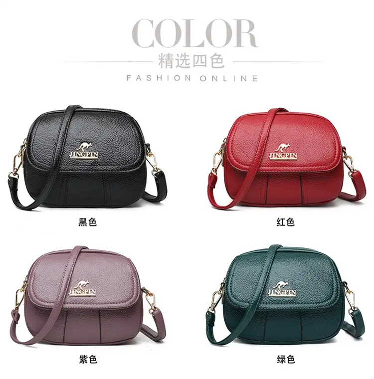 Women's Small Crossbody Bag Purple Leather Three Layer — feature 12