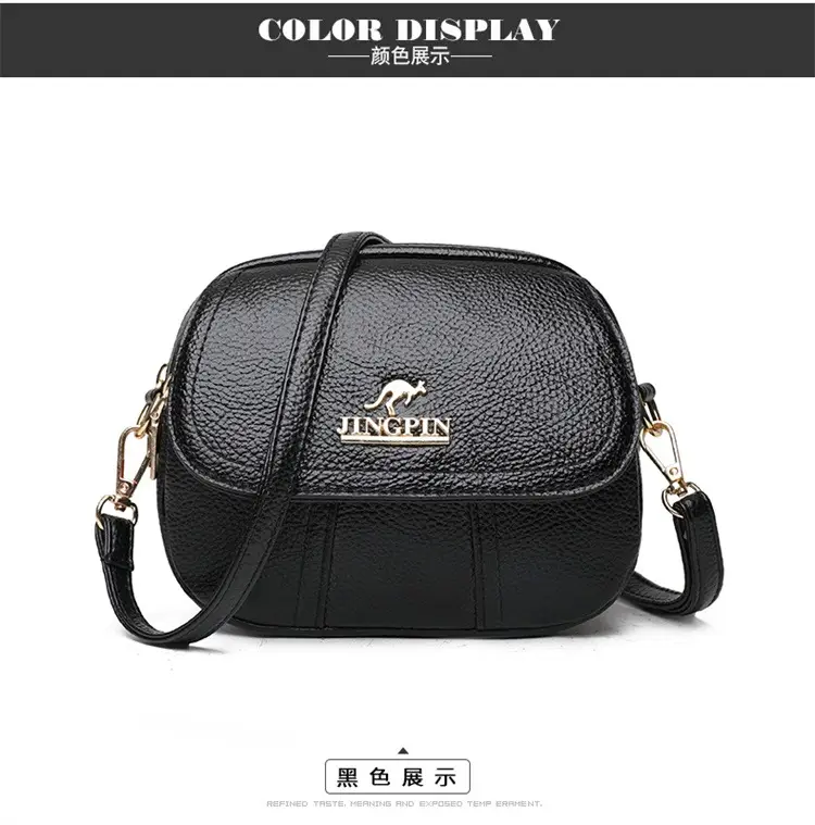 Women's Small Crossbody Bag Purple Leather Three Layer — feature 18