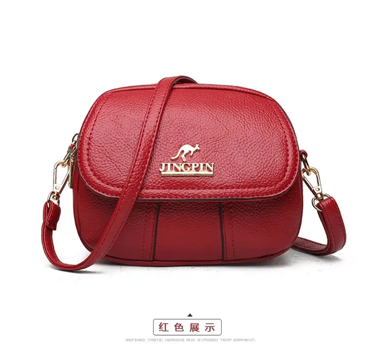 Women's Small Crossbody Bag Purple Leather Three Layer — feature 19