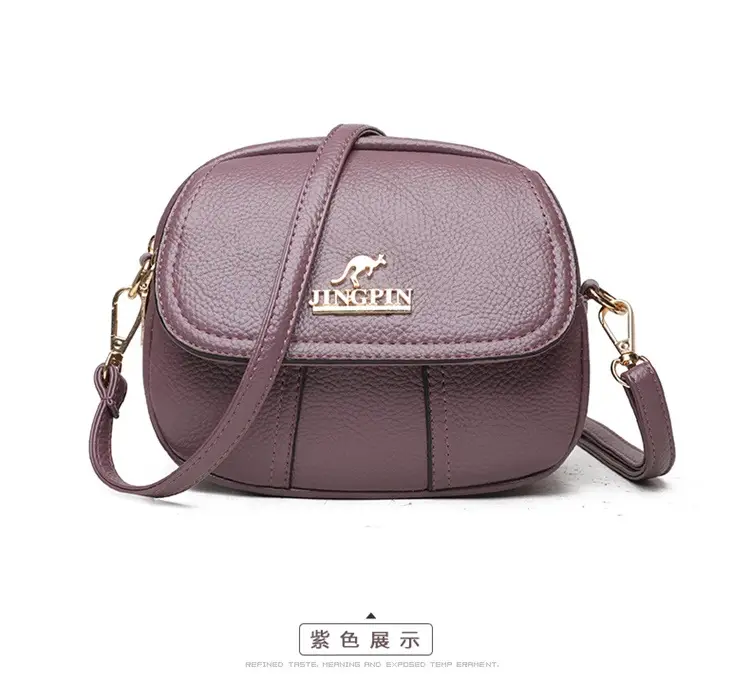 Women's Small Crossbody Bag Purple Leather Three Layer — feature 20