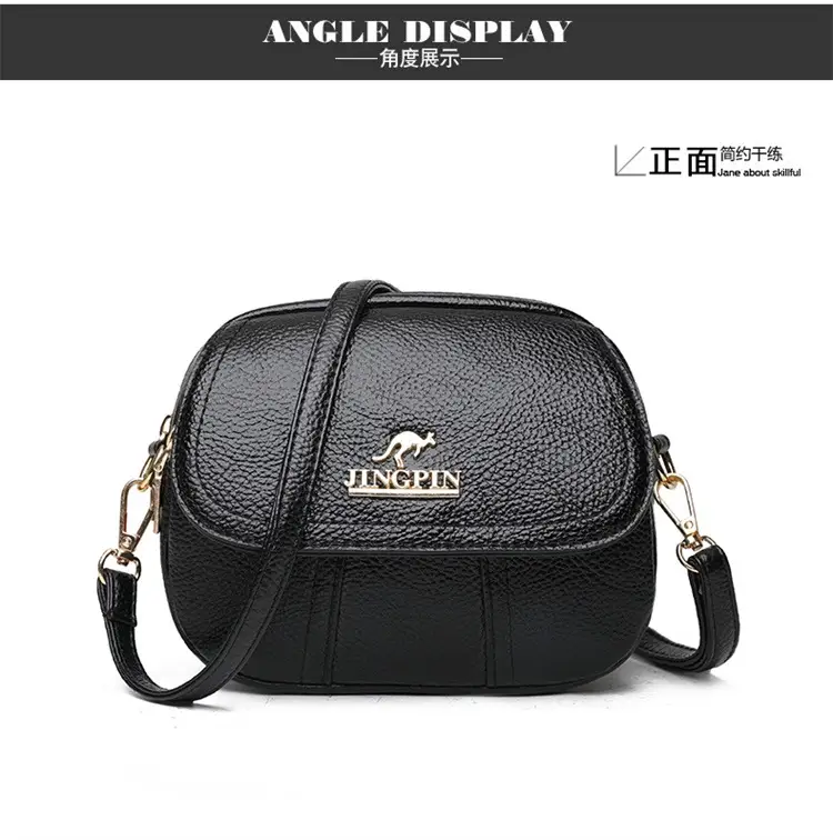 Women's Small Crossbody Bag Purple Leather Three Layer — feature 22