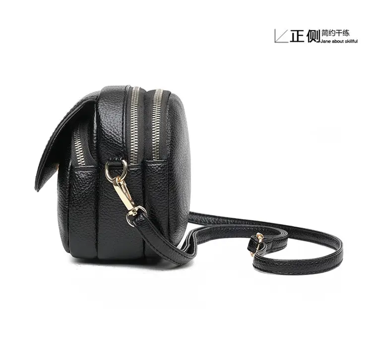 Women's Small Crossbody Bag Purple Leather Three Layer — feature 24