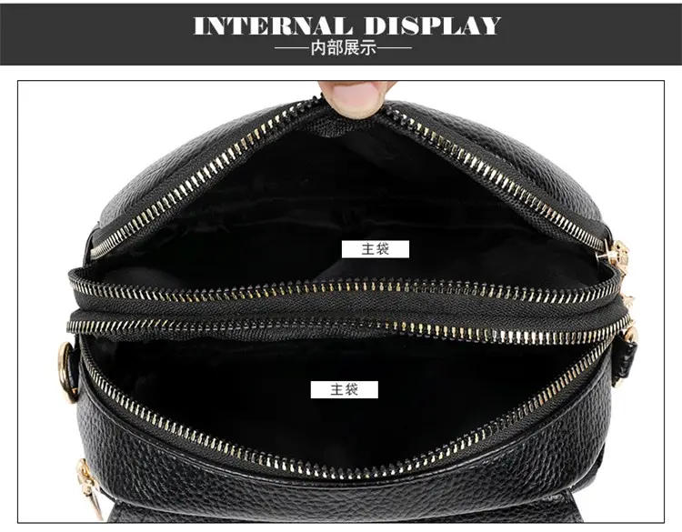 Women's Small Crossbody Bag Purple Leather Three Layer — feature 35