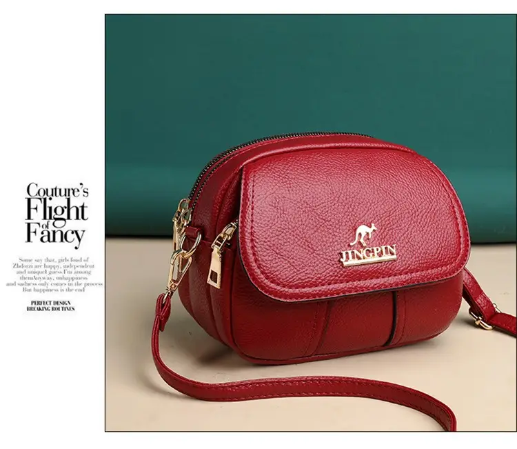 Women's Small Crossbody Bag Purple Leather Three Layer — feature 8