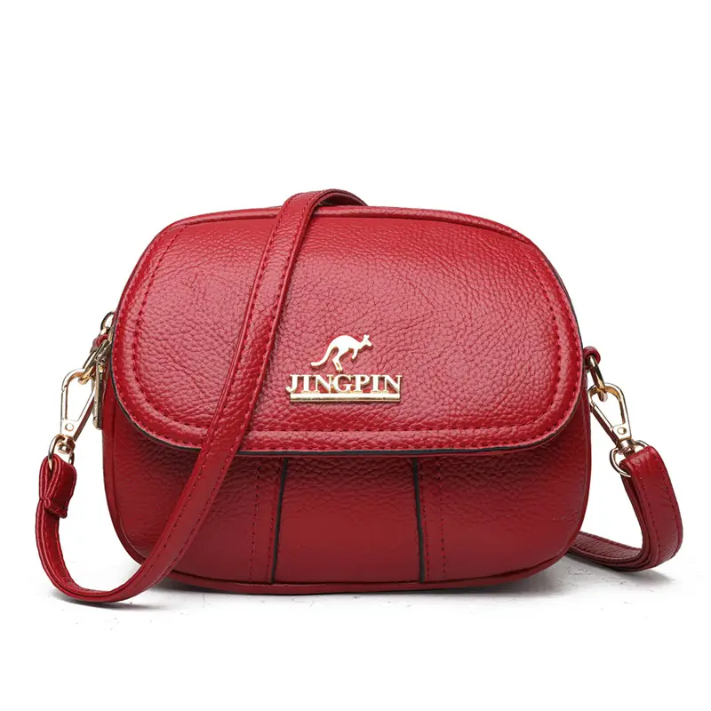 Women's Small Crossbody Bag Purple Leather Three Layer - Image 2