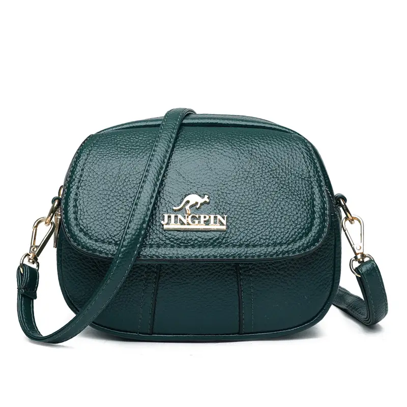 Women's Small Crossbody Bag Purple Leather Three Layer - Image 3