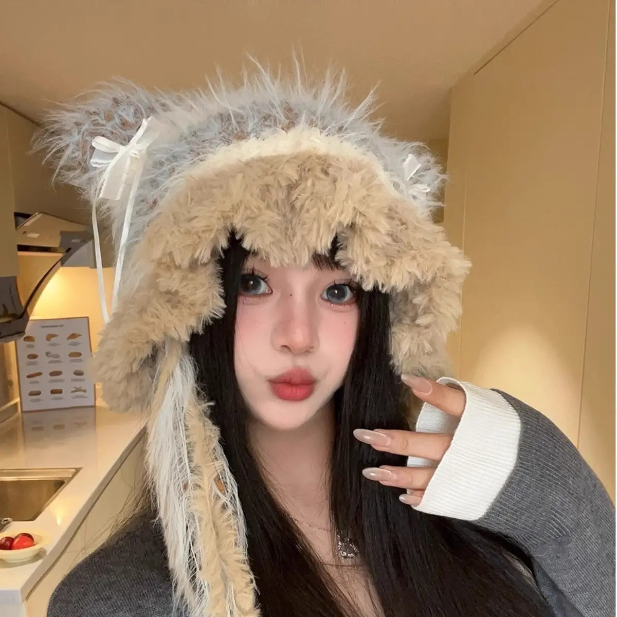 Women Fleece Ear Bag Warm Hat Winter Autumn - Image 5