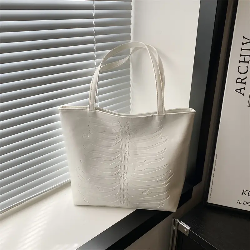 White Soft Leather Tote Bag for Women 2024 - Image 4