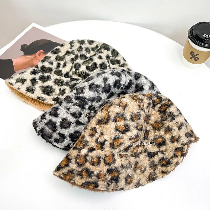 Plush Winter Face Cap for Kids, Leopard Print, Warm Fisherman Hat — feature 6