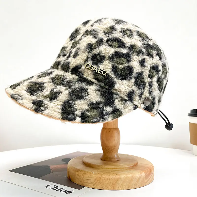 Plush Winter Face Cap for Kids, Leopard Print, Warm Fisherman Hat — feature 8