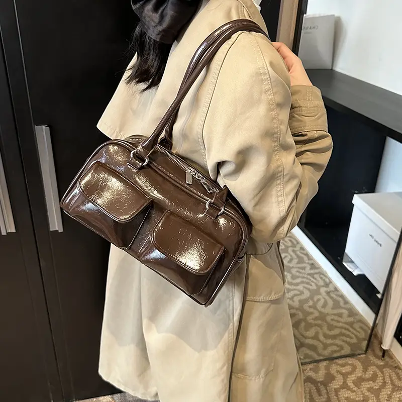 Brown Leather Shoulder Bag for Women, 2025 New Commuter, Large Capacity, Simple Fashion - Image 9