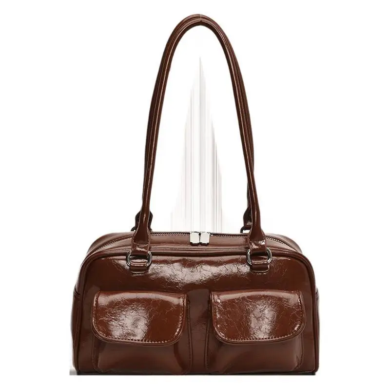 Brown Leather Shoulder Bag for Women, 2025 New Commuter, Large Capacity, Simple Fashion - Image 11