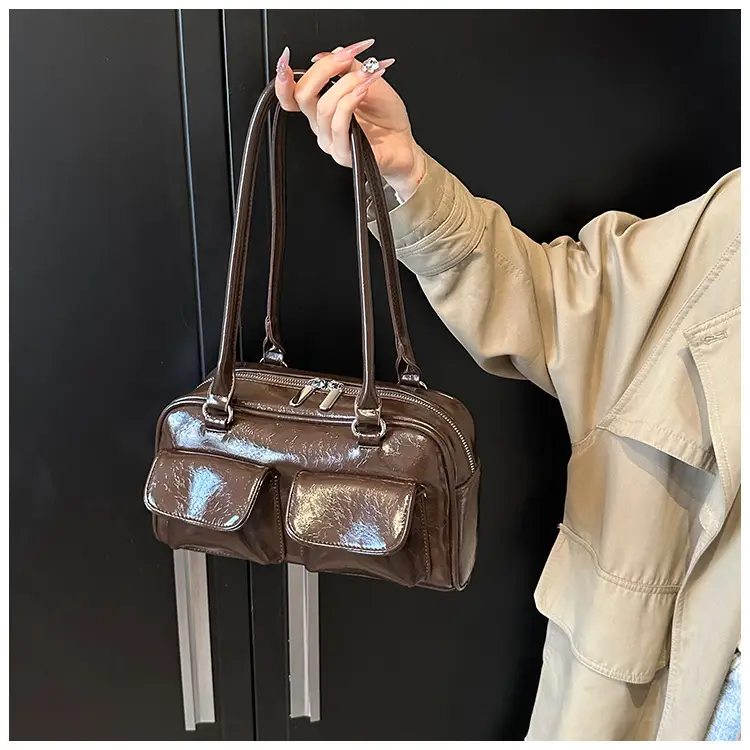 Brown Leather Shoulder Bag for Women, 2025 New Commuter, Large Capacity, Simple Fashion — feature 17