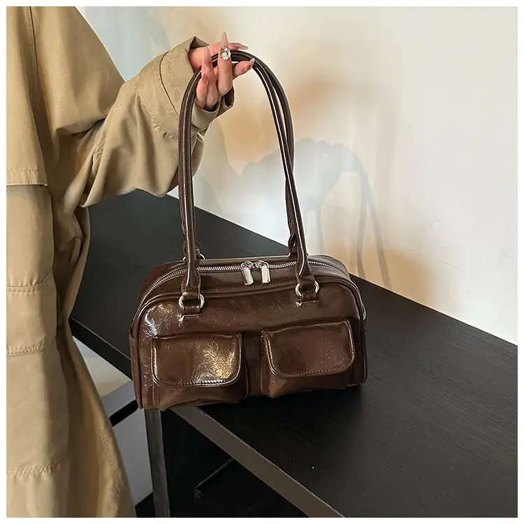 Brown Leather Shoulder Bag for Women, 2025 New Commuter, Large Capacity, Simple Fashion — feature 18