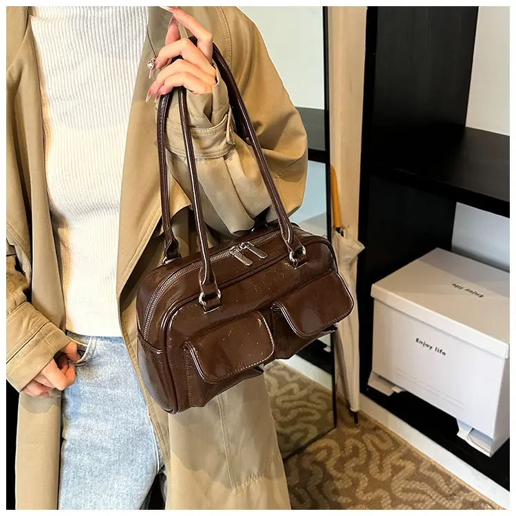 Brown Leather Shoulder Bag for Women, 2025 New Commuter, Large Capacity, Simple Fashion — feature 20